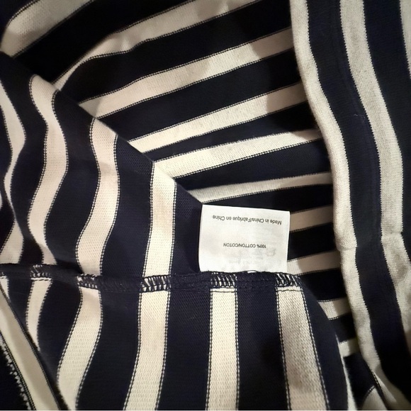 Tory Burch Navy Stripe Knit Dress Ruffle Collar Size small Breton Style - Picture 7 of 9